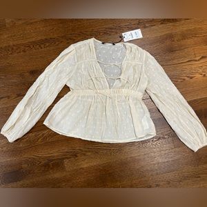 🌻 NWT ZARA bohemian ivory embroidered hippy blouse